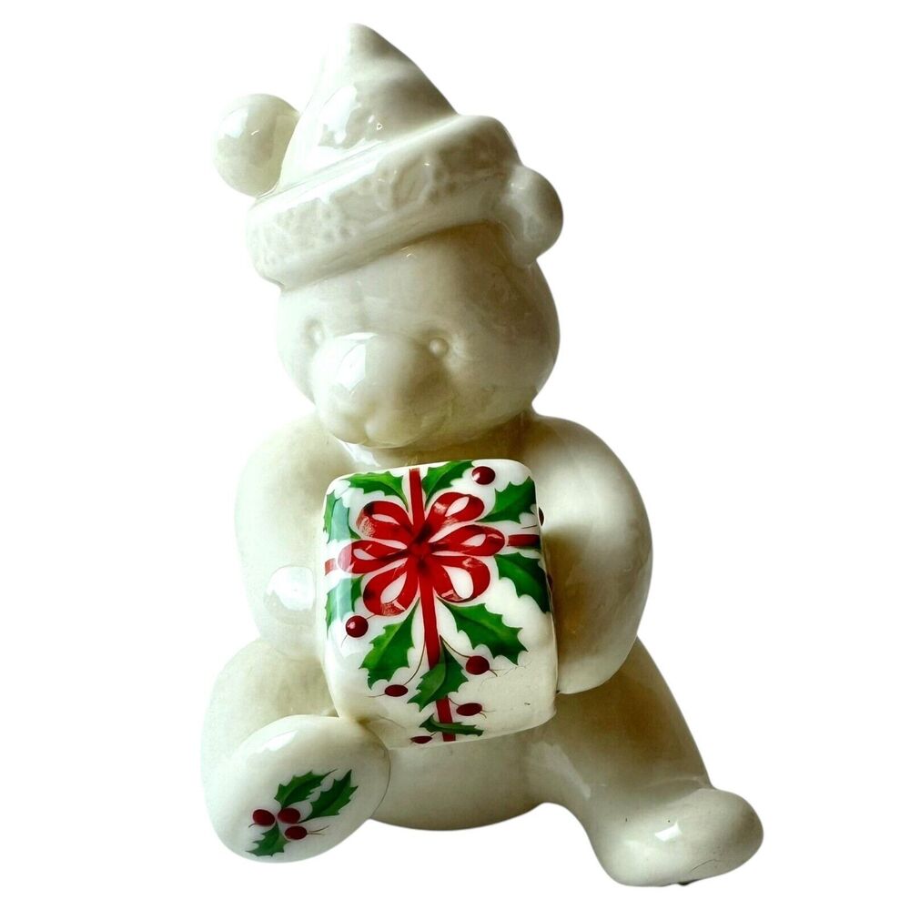 Vtg 1995 Annual Holiday Lenox China Jewel Christmas Porcelain Bear E743/10,000‎